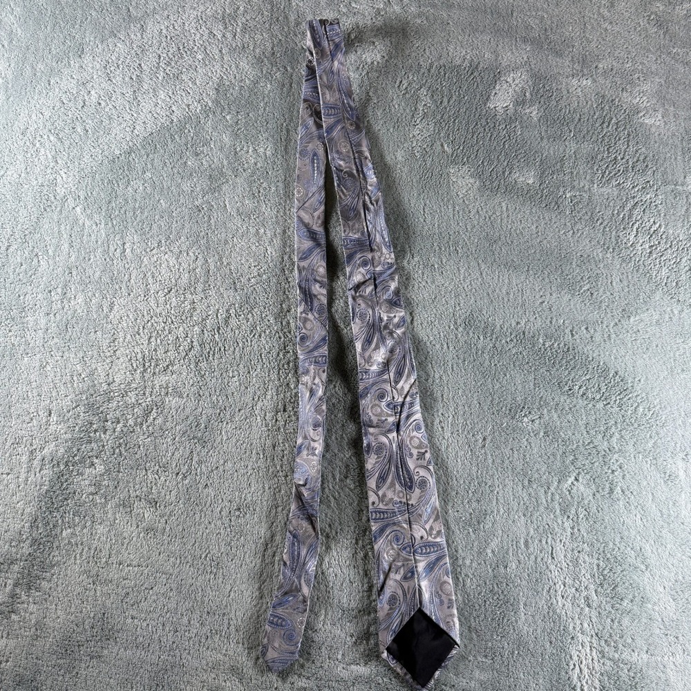 Handmade Blue Silver Paisley Silk Necktie Mens Formal Business Wedding Tie - Picture 4 of 6